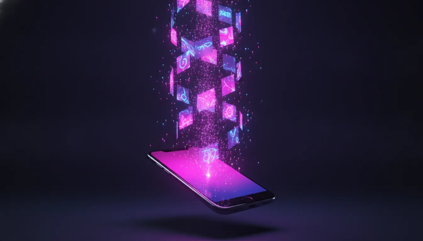 A smartphone streaming glowing mobile ad impressions