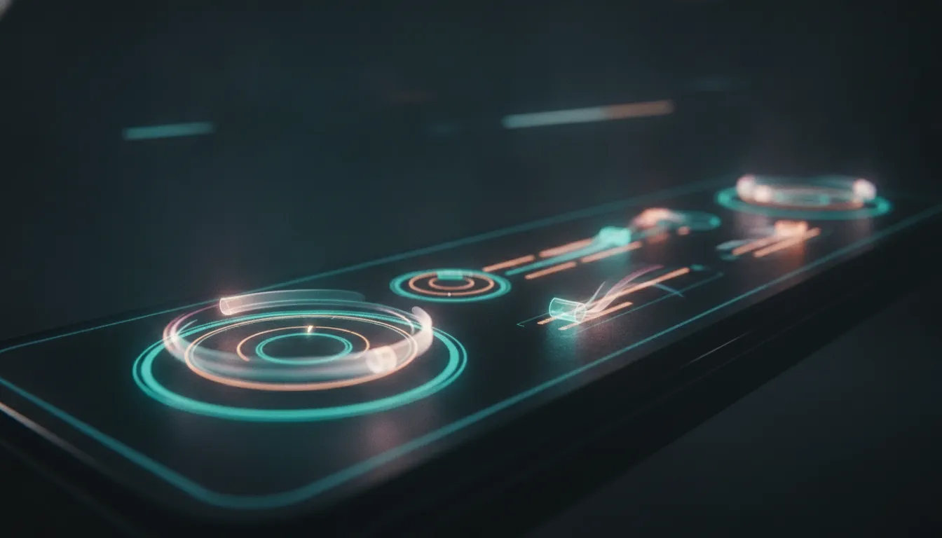 Glowing control dials tuning an AI image output