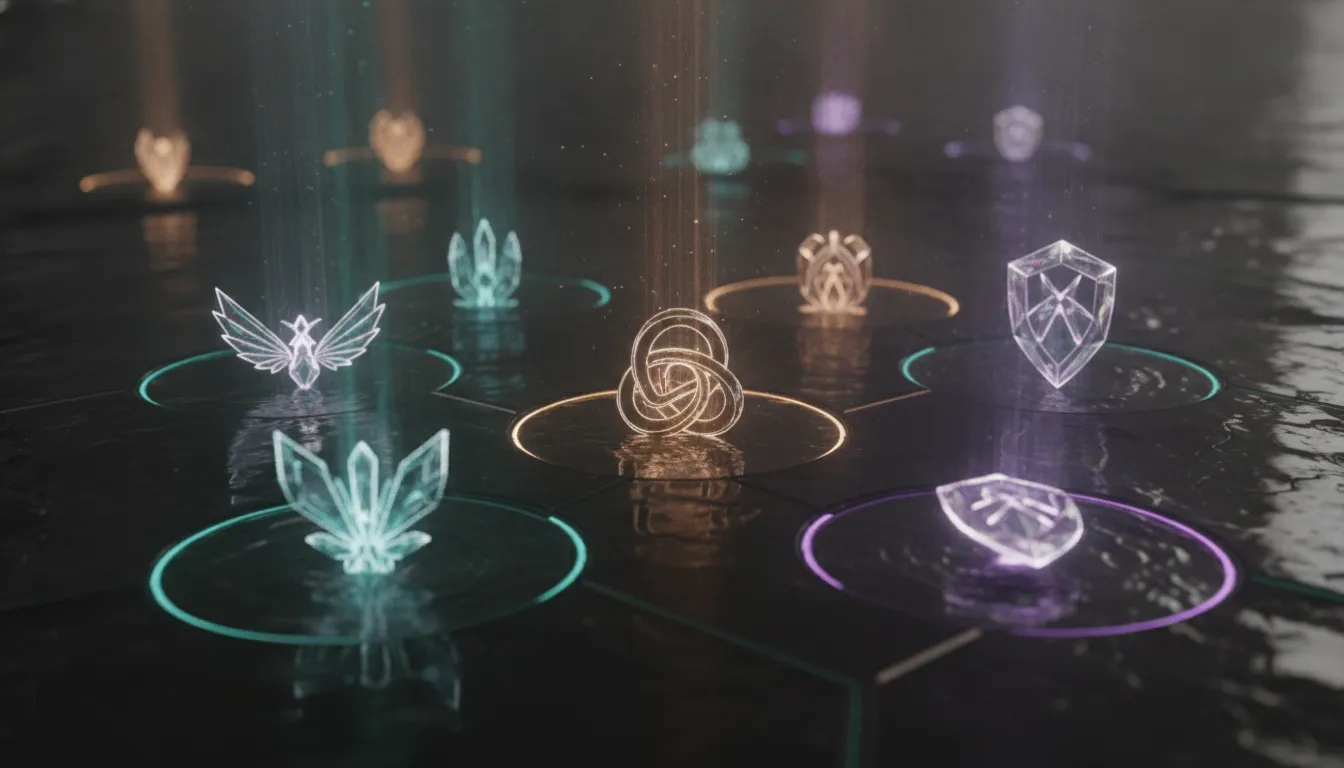 Distinct glowing specialty icons representing agency expertise