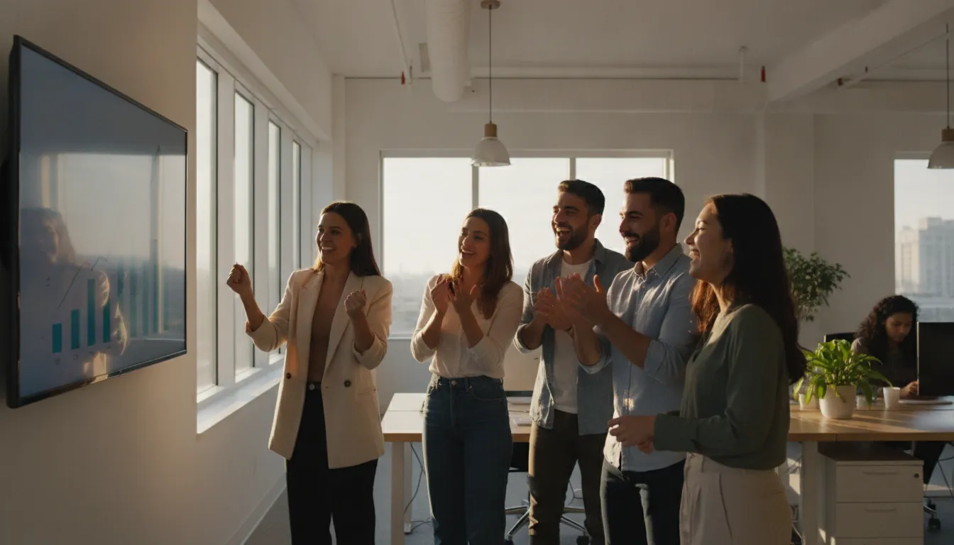 A growth team celebrating a successful app partnership