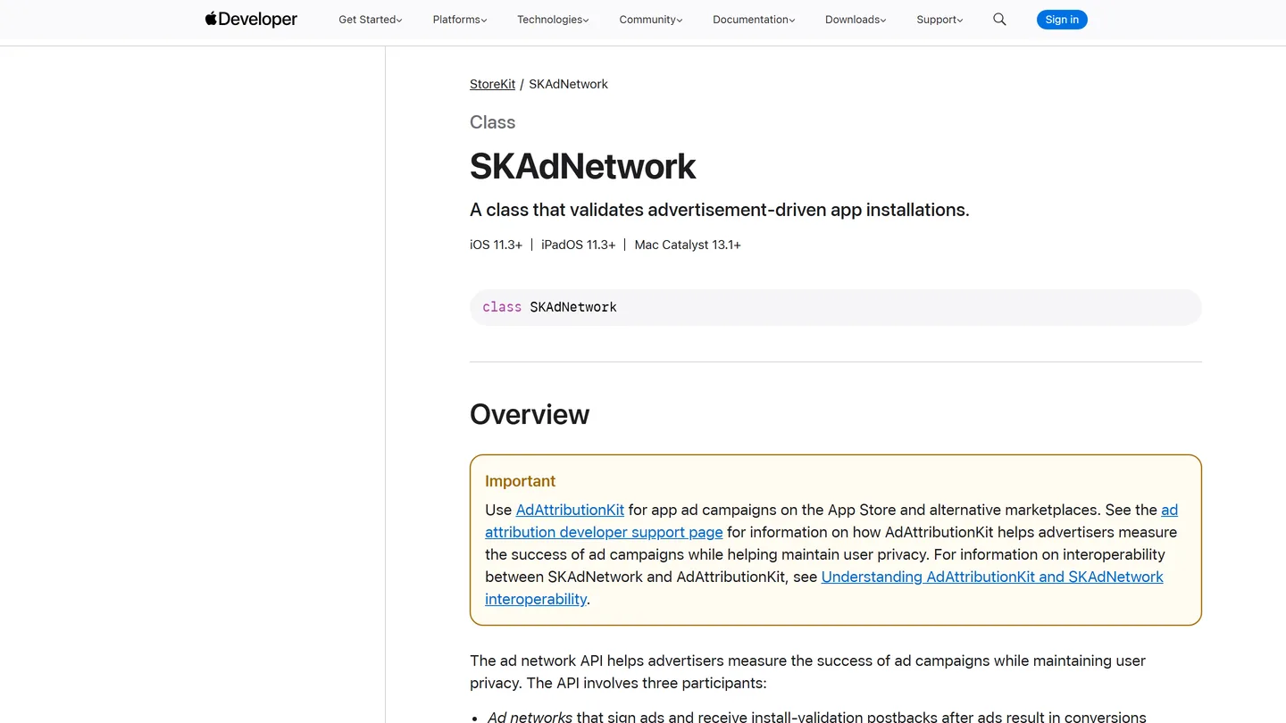 Apple's SKAdNetwork documentation, the constraint every MMP works around