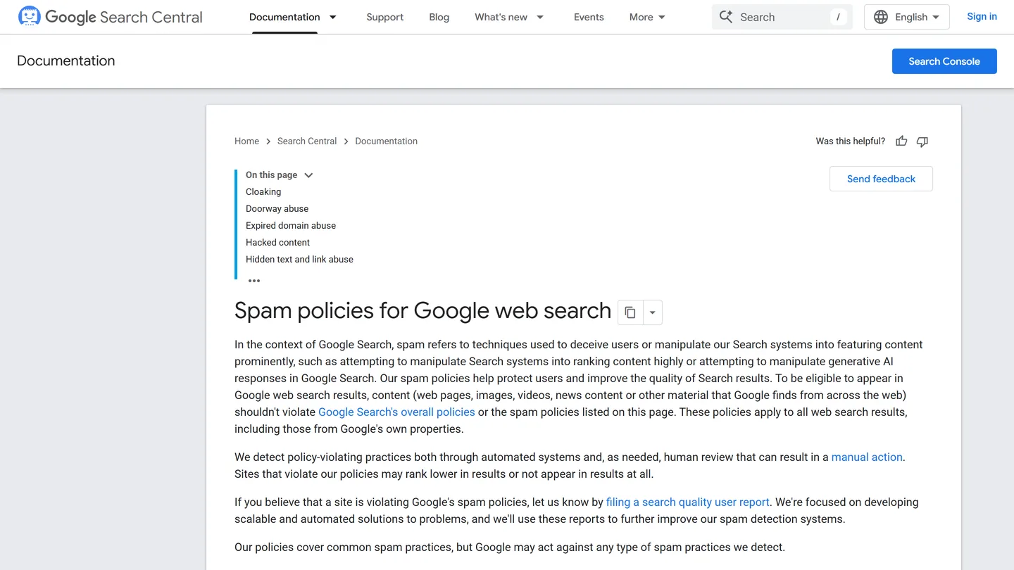 Google's spam policies, which target scaled content abuse rather than AI authorship