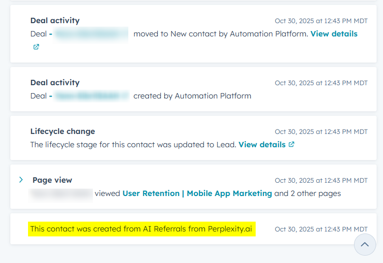 A qualified lead attributed to Perplexity in HubSpot